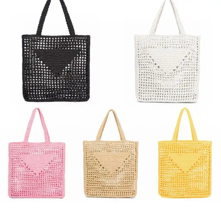Promotion Gift New paper rope crochet bag hollow out woven ladies single shoulder bag