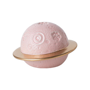 Moderne luxe ecologische handgemaakte keramische urn met gouden rand, bolvormig, voor huisdieren, kosmische sterrenhemel, bijpassende begrafenisaccessoire. - Product Image 5