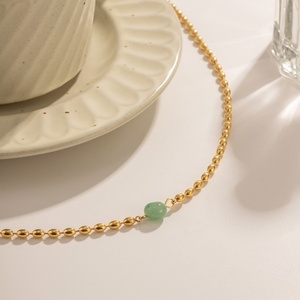 Collar con Colgante de Perla de Agua Dulce, Cadena Ovalada de Acero Inoxidable Chapada en Oro, Estilo Francés, a la Moda - Product Image 3