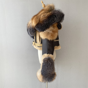 Jxwatcher <span class=keywords><strong>Cappotto</strong></span> Invernale Personalizzato con Collo in Vera Pelliccia di Volpe e Cappuccio in Vera Pelliccia di Pecora per Donne, Giacca in Vera Pelle di Pecora con Pelliccia - Product Image 4