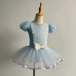 New Arrivals Hot Sales Popular Wholesales Romantic Stage Performance Blue Lace Princess Ballet Tutu Dress For Dance Girls