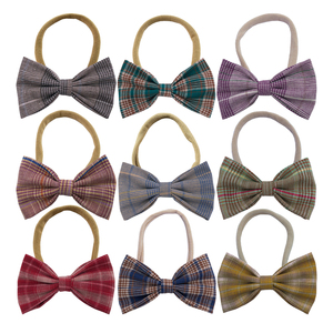 Baby <strong>Headband</strong> Christmas Hair Bow Elastic Bands Headwear Kids <strong>Tartan</strong> Bow Hairbands Hair Accessories - Product Image 3