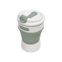밀짚 뚜껑을위한 휴대용 350ml 실리콘 커피 컵 직접 마시는 끓는 W 접이식 재사용 가능한 접이식 여행 물병