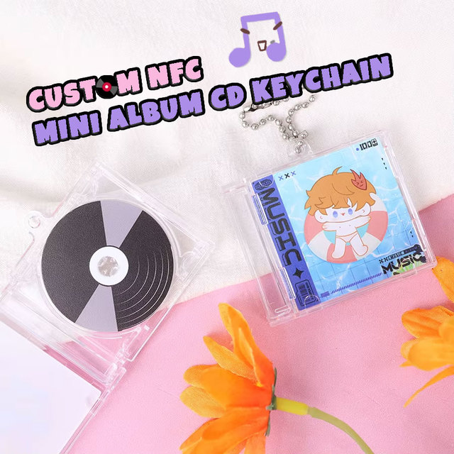Wholesale Personalized Celebrity Concert Gift Music Disc Album Keyring Key Chain Diy Case Box Plastic Blank NFC Mini CD Keychain