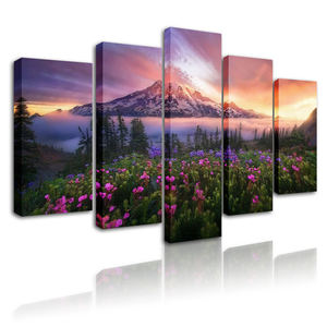 Décoration murale en toile, peinture florale, chambre d'enfant, paysage, coucher de soleil, affiches, impressions HD sur toile, 5 pièces, art mural - Product Image 2