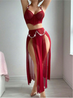 Nouvelle lingerie sexy transfrontalière Europe et États-Unis, chemise de nuit en maille à bretelles fendues, tenue de performance type ballet et tenue de strip-teaseuse