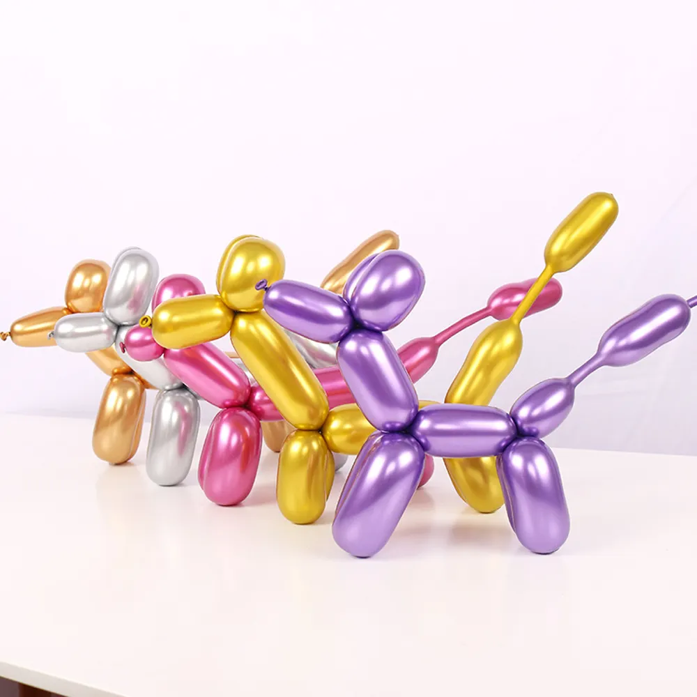 260 palloncini cromati Twist palloncini lunghi per la decorazione della festa palloncino magico in lattice di metallo animale fai da te