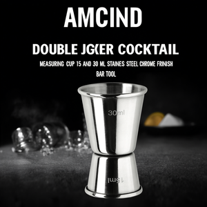Double doseur à cocktail 15 et 30 ml en acier inoxydable finition chromée, outil de bar - Product Image 3