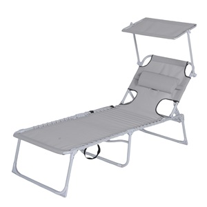 Chaise inclinable avec <span class=keywords><strong>pare</strong></span>-<span class=keywords><strong>soleil</strong></span> et support pour téléphone portable, lit d'extérieur pour une personne, capacité <span class=keywords><strong>de</strong></span> 150 kg, tissu Teslinbu Oxford - Product Image 4