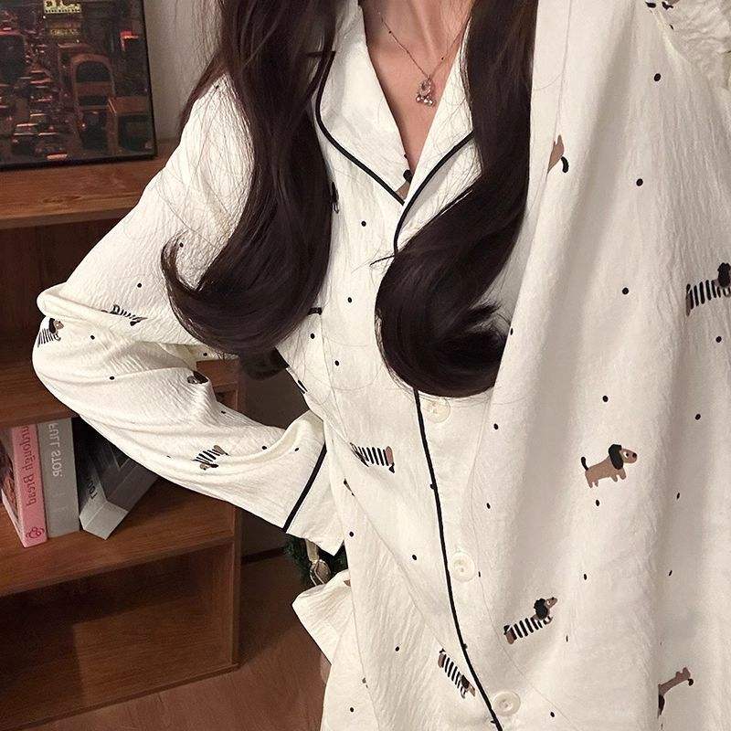 Nuage Coton Noir Vague Dot Teckel Chien Double Long