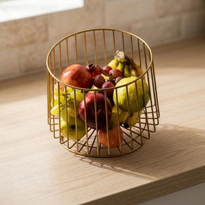 Minimalist Round Metal Storage <b>Basket</b> <b>Food</b> Container Durable Kitchen Fruit Holder - Product Image 3