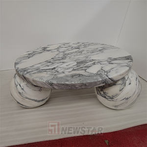 Newstar Arabescato Corchia Mesa de centro redonda de mármol Base de 3 bolas <span class=keywords><strong>Soho</strong></span> House Rome Stone Mesa de centro de bola baja moderna redonda - Product Image 5