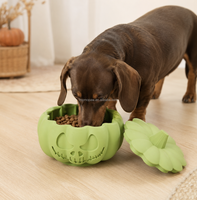 MoMoPaw – Nouveau bol anti-glouton en silicone en forme de citrouille pour chien/chat avec ventouse puissante, couvercle antidérapant et plaque à lécher, idéal pour les voyages des chats
