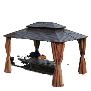 ศาลาพักผ่อนกลางแจ้งแบบสี่เสา หลังคาโลหะชุบสังกะสี ดีไซน์ทันสมัย กันน้ำ เป็นมิตรกับสิ่งแวดล้อม เฟอร์นิเจอร์กลางแจ้งสำหรับวิลล่า - Product Image 6