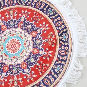 Alfombra de Oración Musulmana de Seda de Hielo Estampada con Hebilla Redonda, Suave y Antideslizante, 50x50cm - Product Image 1