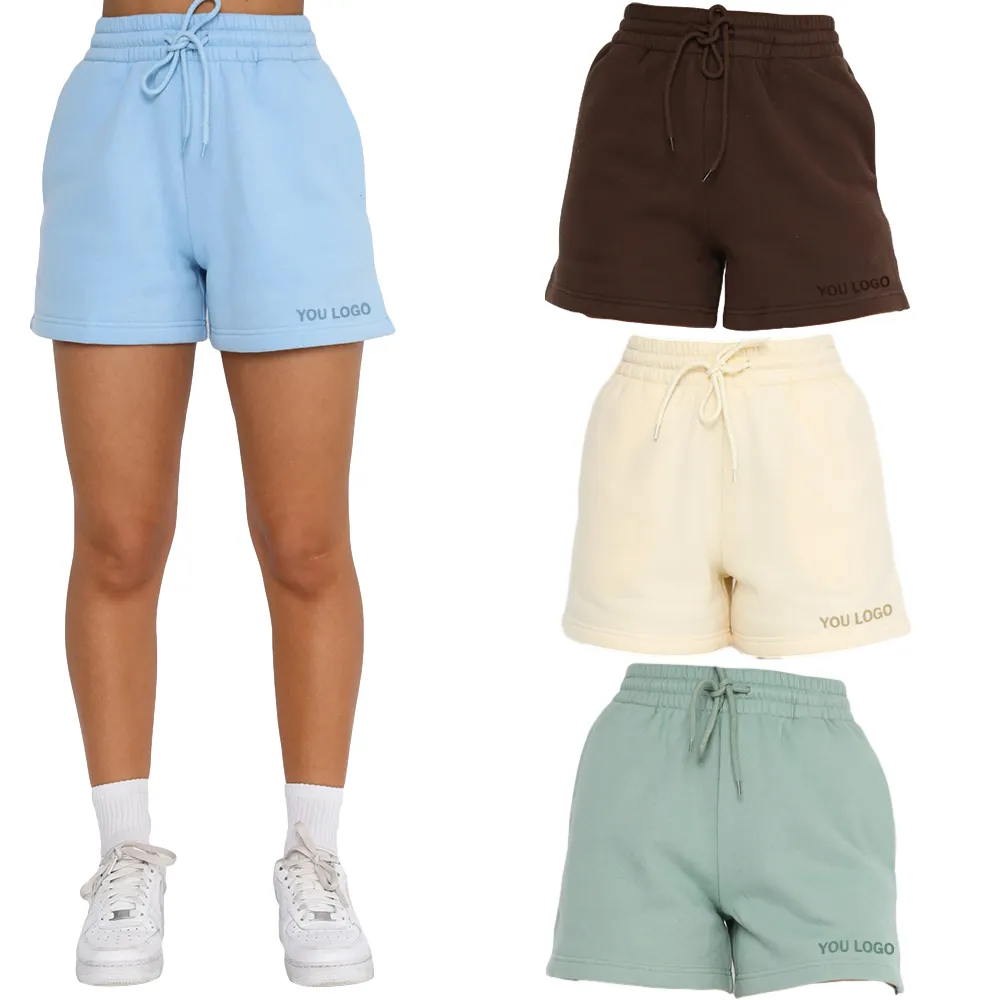 Wholesale Knit Casual Drawstring Shorts Custom Women Summer Solid Breathable Cotton Shorts With Pocket