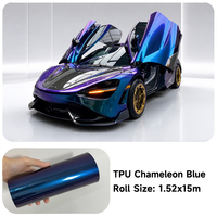 Película Protectora de Pintura para Automóviles TPU Chameleon Azul, Película de Protección de Pintura con Efecto Camaleón, Vinilo para Personalización Automotriz