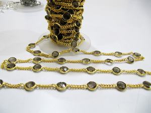 Cadena de conector en forma de moneda Briolette de cuarzo ahumado de 7mm genuino, cuentas de piedra Natural unidas, vendidas por fabricación de joyas - Product Image 5