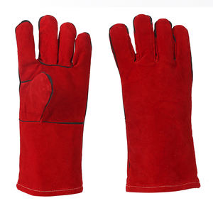 Guantes de soldadura de cuero naranja Protección de manos resistente al calor Guantes de soldadura de trabajo de seguridad Guantes de cuero dividido de vaca - Product Image 6