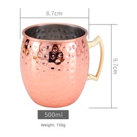 Vente en gros de mugs en acier inoxydable écologiques personnalisés, mugs à bière en cuivre, Moscow Mule