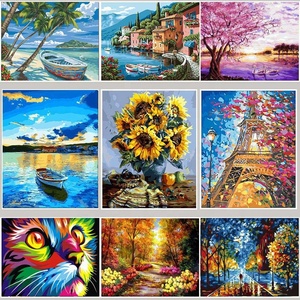 Pintura al Óleo por Números al Por Mayor, Pintura por Números de la Torre Eiffel, Pintura por Números de Paisajes en Lienzo para Adultos - Product Image 2