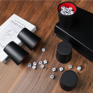 5x Faux Leather Đảng du lịch xúc xắc trò chơi da xúc xắc cup <span class=keywords><strong>Set</strong></span> với từ đóng cửa - Product Image 6