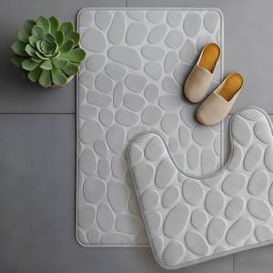 Cangming <b>Bath</b> <b>Mat</b> Coral Fleece Non-Slip <b>Absorbent</b> Bathroom Door <b>Mat</b> Modern Simple Design Hand Washable - Product Image 1