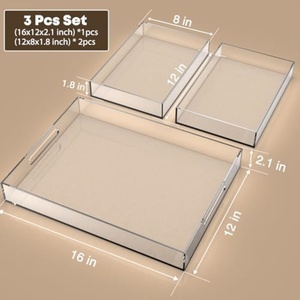 Factory Manufacture High Quality Custom Acrylic Modern for Polished Surface Easy Assembly Home Service Decorative Tray - Product Image 3