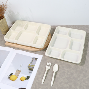 Contenitore per Alimenti Ecologico Monouso a 6 Scomparti, Vassoio Biodegradabile in Amido di Mais e Bagassa per Feste - Product Image 2