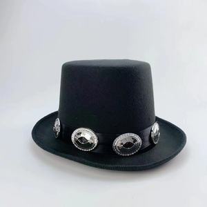 Len Cảm Thấy <span class=keywords><strong>Top</strong></span> <span class=keywords><strong>Hat</strong></span> Da Concho Ban Nhạc Topper Giữa Vương Miện Opera Rocker Mad <span class=keywords><strong>Hatter</strong></span> Cổ Điển <span class=keywords><strong>Hat</strong></span> Đen - Product Image 2