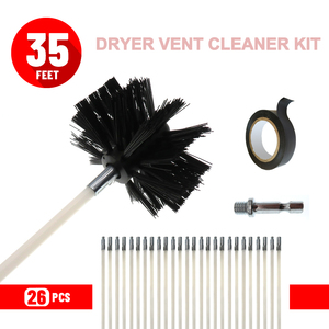 Kit de nettoyage de conduit de sécheuse 26 pièces, 35 pieds, brosse flexible pour tuyau, brosses de nettoyage de <span class=keywords><strong>cheminée</strong></span> pour <span class=keywords><strong>cheminée</strong></span> de cuisine, conduit, entonnoir, outils de nettoyage - Product Image 2