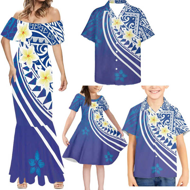 Island Polynesian Tribal Casual Dresses Lady Elegant Plus Size Women's Dresses Summer Plumeria Party Dresses Women Elegance