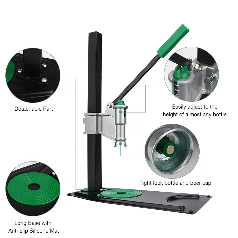 自家製ビール瓶キャッピング用の自動レバー付きスーパーベンチトップ調節可能ボトルキャッパー