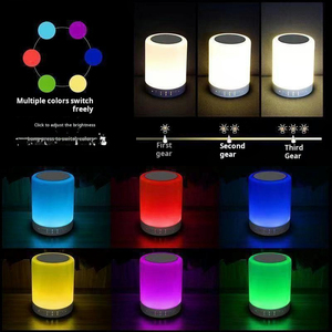 Custom Logo Led Touch Lamp Portable <strong>Table</strong> Speaker Pc Audio Desk Lamp Speaker Moon Light With Speaker For Christmas Holidays - Product Image 5