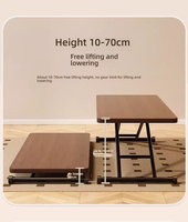 Table basse moderne pliante multifonctionnelle extensible en bois pour petit espace Table à manger intégrée Table basse à double usage