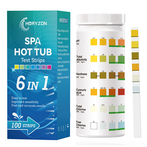 Bandelettes de test SPA et bain à remous 6-en-1, kit professionnel de test d'eau pour SPA pour <span class=keywords><strong>pH</strong></span>, chlore, alcalinité, CYA, dureté, 100 bandelettes - Product Image 1