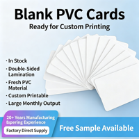Carte blanche vierge en PVC CR80 personnalisée pour impression jet d'encre, contrôle d'accès, carte de visite numérique et applications d'identification