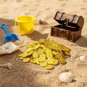Venta al por Mayor de 100 Monedas de Plástico de 35mm de Piratas y Tesoros Dorados para Niños de 8 a 13 Años, Juguetes Unisex So2587 - Product Image 5