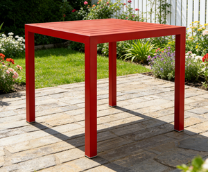 Mesa de Comedor Exterior de Aluminio Roja Cuadrada de 34 Pulgadas para 4 Personas con Tablero de Listones para <span class=keywords><strong>Terraza</strong></span> Comercial al Aire Libre - Product Image 4