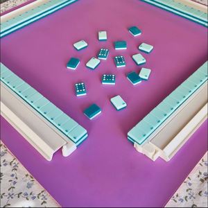 Waterproof Mahjong Game <b>Mat</b> PU Leather 33x33inch <b>Rolling</b> Mahjong Table <b>Mat</b> Reversiber Mahjong Game <b>Mat</b> with Leather Wrap - Product Image 3