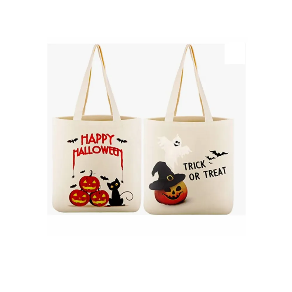 Bolsas de lona personalizadas para Halloween, venta al por mayor, para calabaza