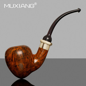 Muxiang Handmade Solid Wood Bent Tobacco Pipe Traditional Smoking Accessory for Men - Product Image 2