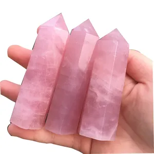 Wholesale price natural crystal towers rose quartz towers wand point for healing