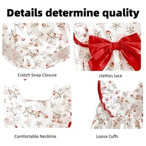 Nuovo Body Estivo per Neonata con Fiocco Morbido e Stampa Frutta Rossa, Senza Maniche, 0-5 Anni, Abbigliamento per Neonati - Product Image 3
