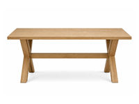 Table à manger en chêne naturel 1400 x 800 mm, table de cuisine en bois à pieds croisés, mobilier de salle à manger rectangulaire moderne