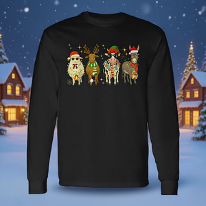 Camiseta de manga larga con diseño de animales navideños, renos, ovejas, vacas y burros - Product Image 3