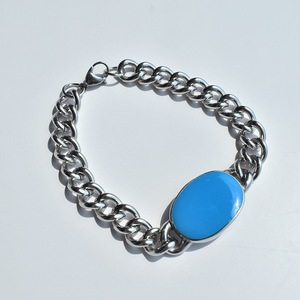 Pulsera de Piedras Preciosas Azules Estilo Indio Saman <span class=keywords><strong>Khan</strong></span>, Pulsera de Acero Inoxidable con Cadena Cubana para Hombre, Pulsera de Esmalte Azul <span class=keywords><strong>Salman</strong></span> <span class=keywords><strong>Khan</strong></span> - Product Image 1