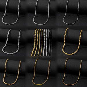 Collana a catena intrecciata in acciaio inossidabile 316L placcato oro 18k, stile hip hop punk VKME. - Product Image 1