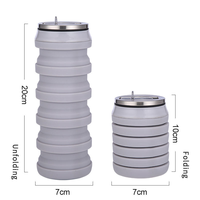 Bouteille d'eau pliable en silicone de 480 ml (16 oz) en forme de canette, personnalisable, avec couvercle, pour consommation directe, idéale pour les voyages et les excursions – Vente en gros