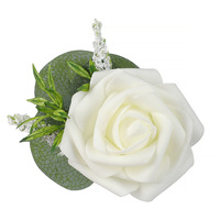 Boutonnière de mariage vintage, fleur artificielle en rose, style rustique pour le marié, costumes formels, décoration de robe de banquet